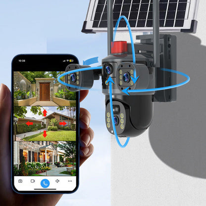 💥2025 Nouvelle vente chaude🎥 Caméra dôme solaire à triple objectif 360°✈️ livraison gratuite