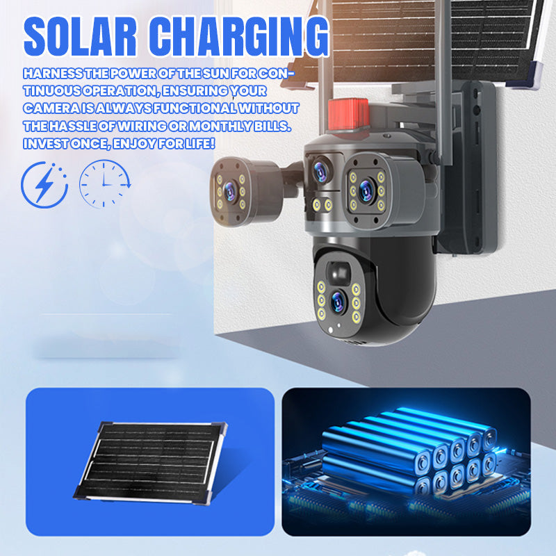 💥2025 Nouvelle vente chaude🎥 Caméra dôme solaire à triple objectif 360°✈️ livraison gratuite